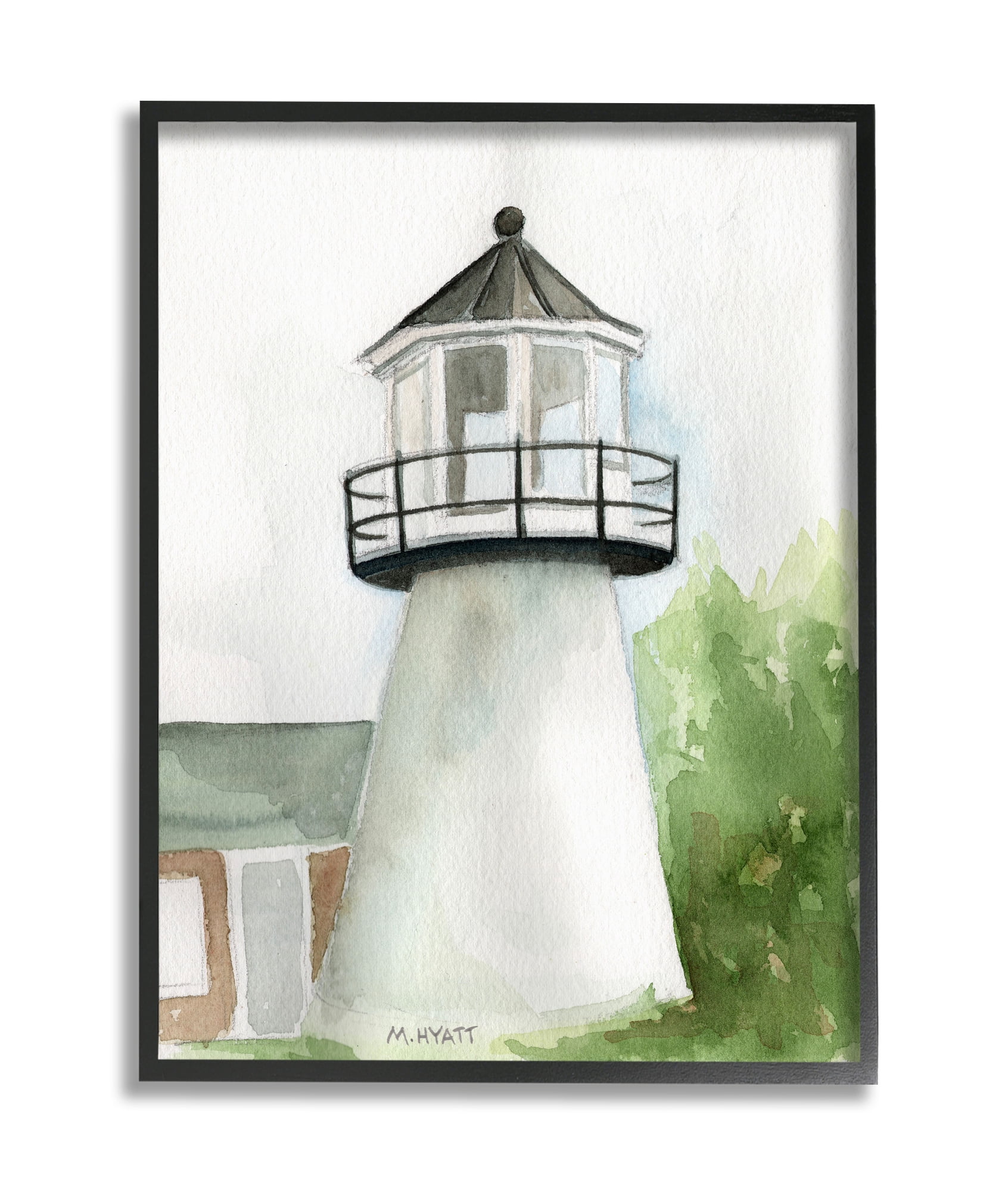 Stupell Industries Hyannis Coast Lighthouse Waterside Architecture Black Framed, 24 x 30, Design by Melissa Hyatt LLC
