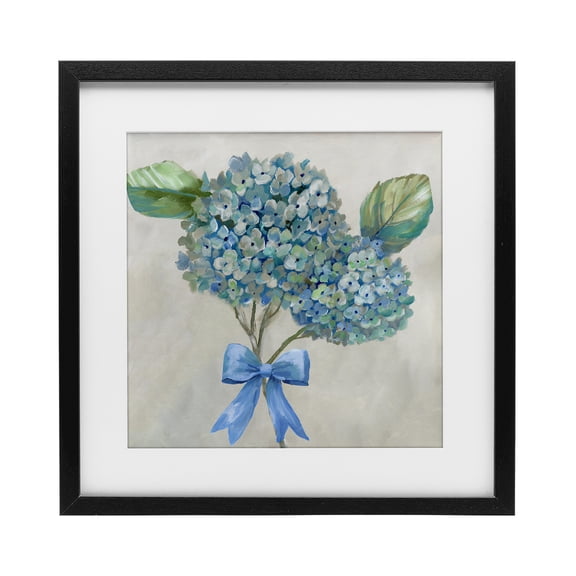 Stupell Industries Hydrangea Beauty & Bow Black Framed Print Under Glass design by Nan, 16 x 16