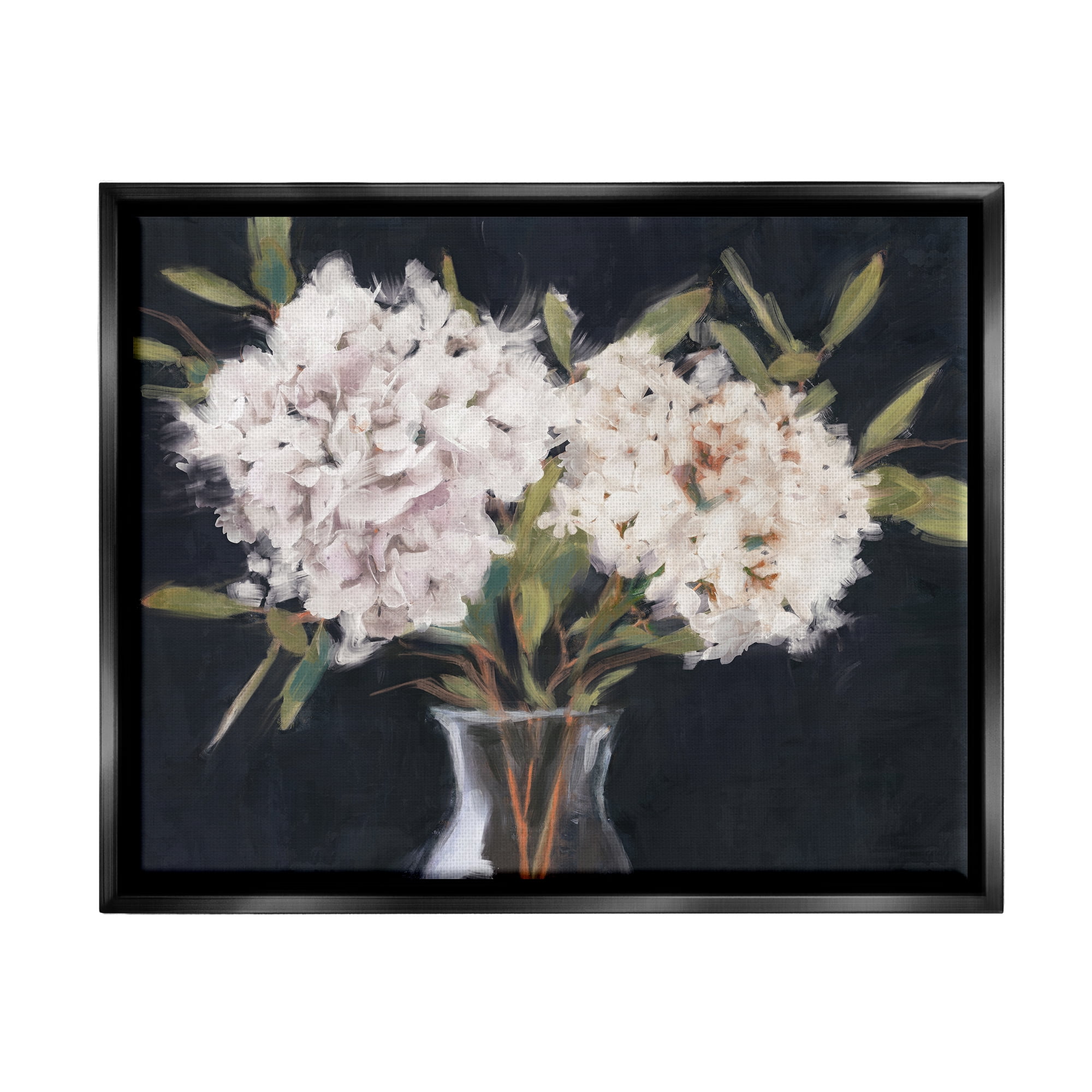 Stupell Industries Hydrangea Bouquet Still Life Botanical & Floral Painting Black Floater Framed Art Print Wall Art