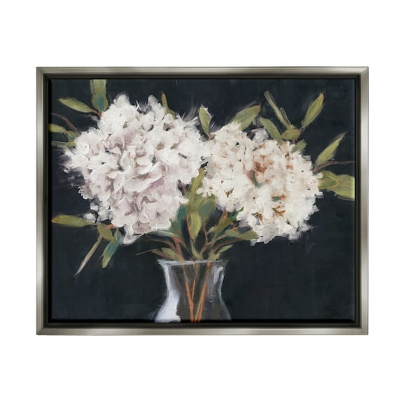 Stupell Industries Hydrangea Bouquet Still Life Botanical & Floral Painting Gray Floater Framed Art Print Wall Art