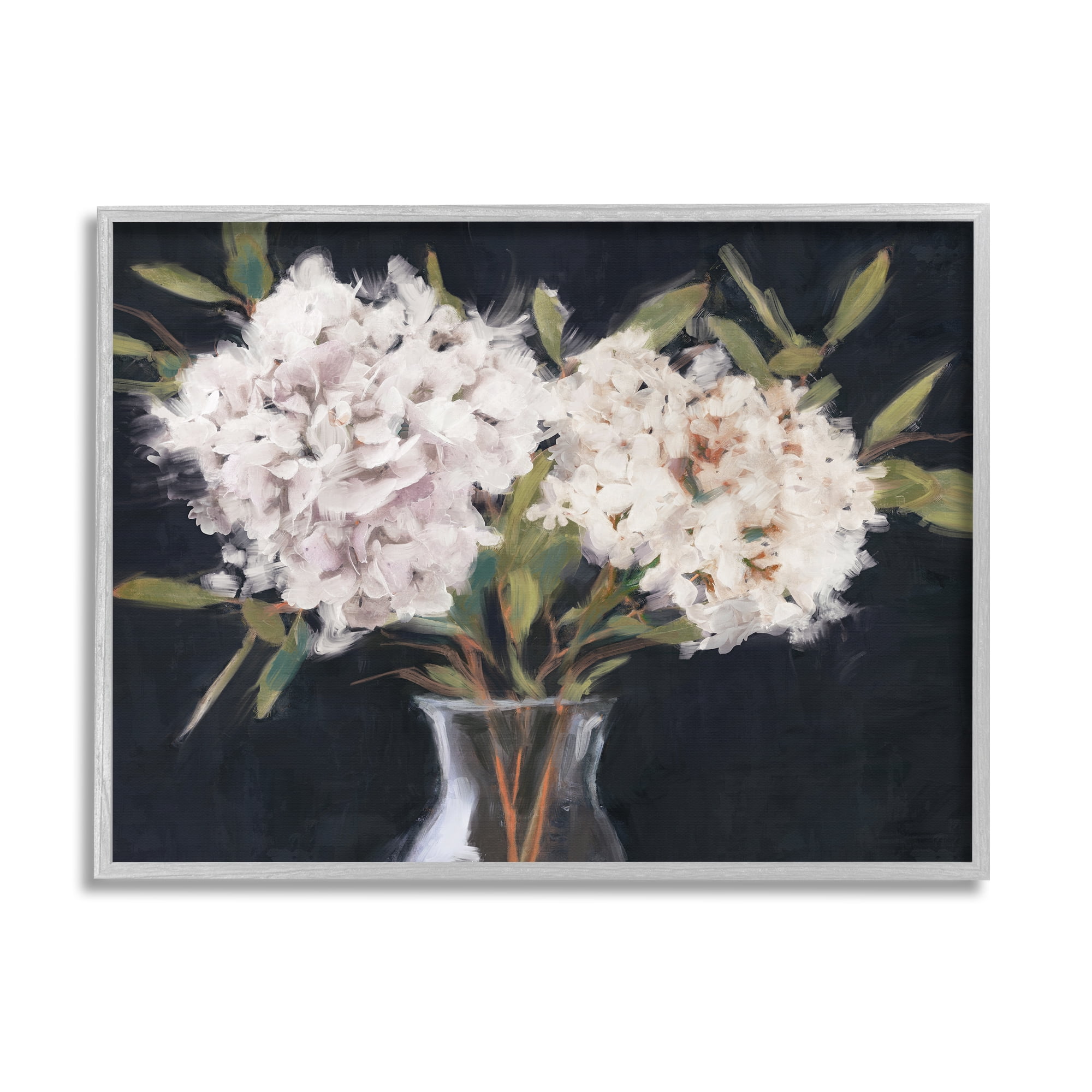 Stupell Industries Hydrangea Bouquet Still Life Botanical & Floral Painting Gray Framed Art Print Wall Art