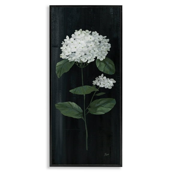 Stupell Industries Hydrangea Flower Blossom Distressed Dark Background Painting Black Framed Art Print Wall Art, Design by Nan