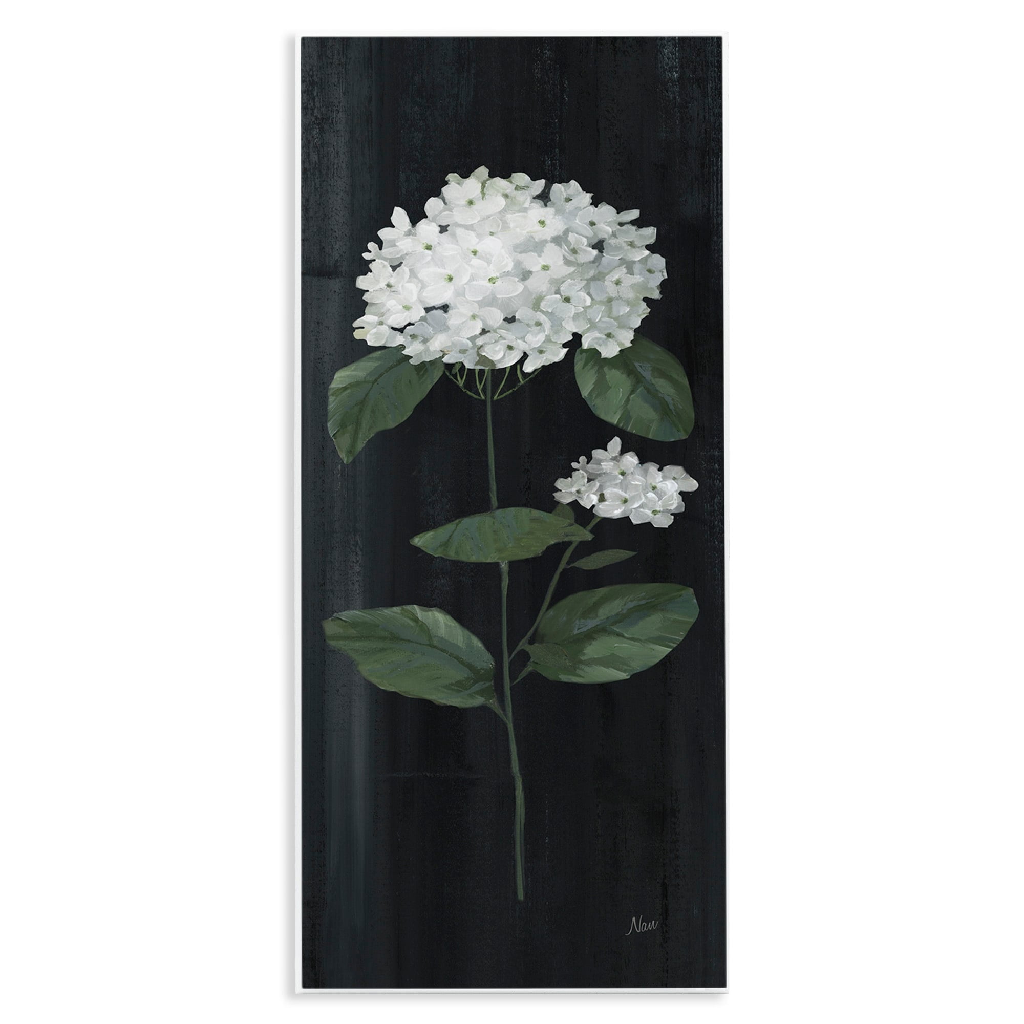 Stupell Industries Hydrangea Flower Blossom Distressed Dark Background Painting Unframed Art Print Wall Art, Design by Nan