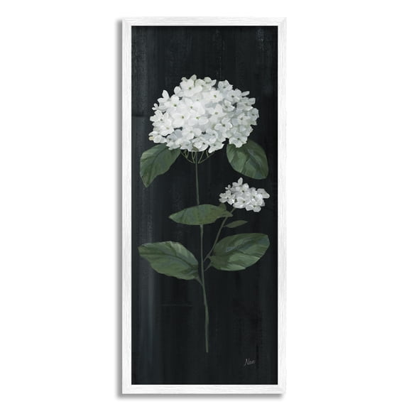 Stupell Industries Hydrangea Flower Blossom Distressed Dark Background Painting White Framed Art Print Wall Art, Design by Nan