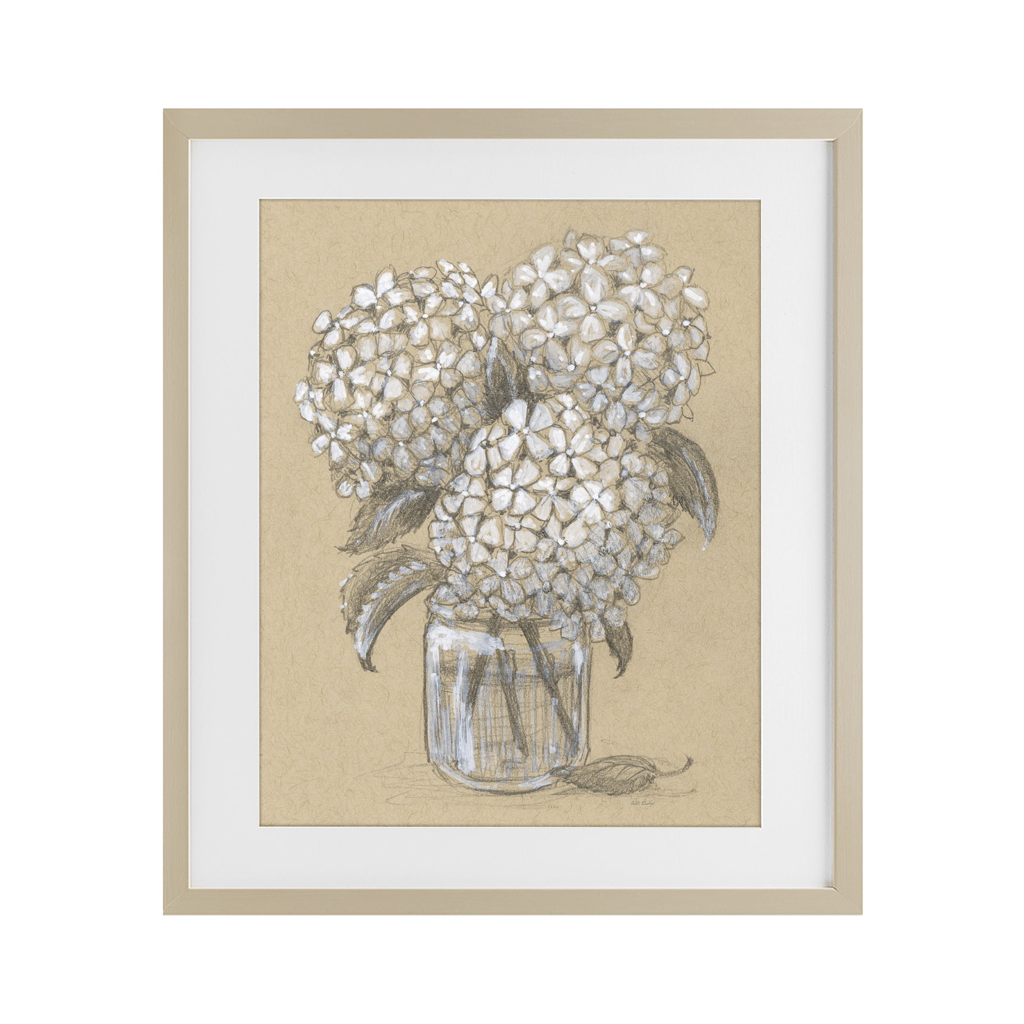 Stupell Industries Hydrangea Jar Drawing Birch Framed Print Under Glass, design by Patti Bishop