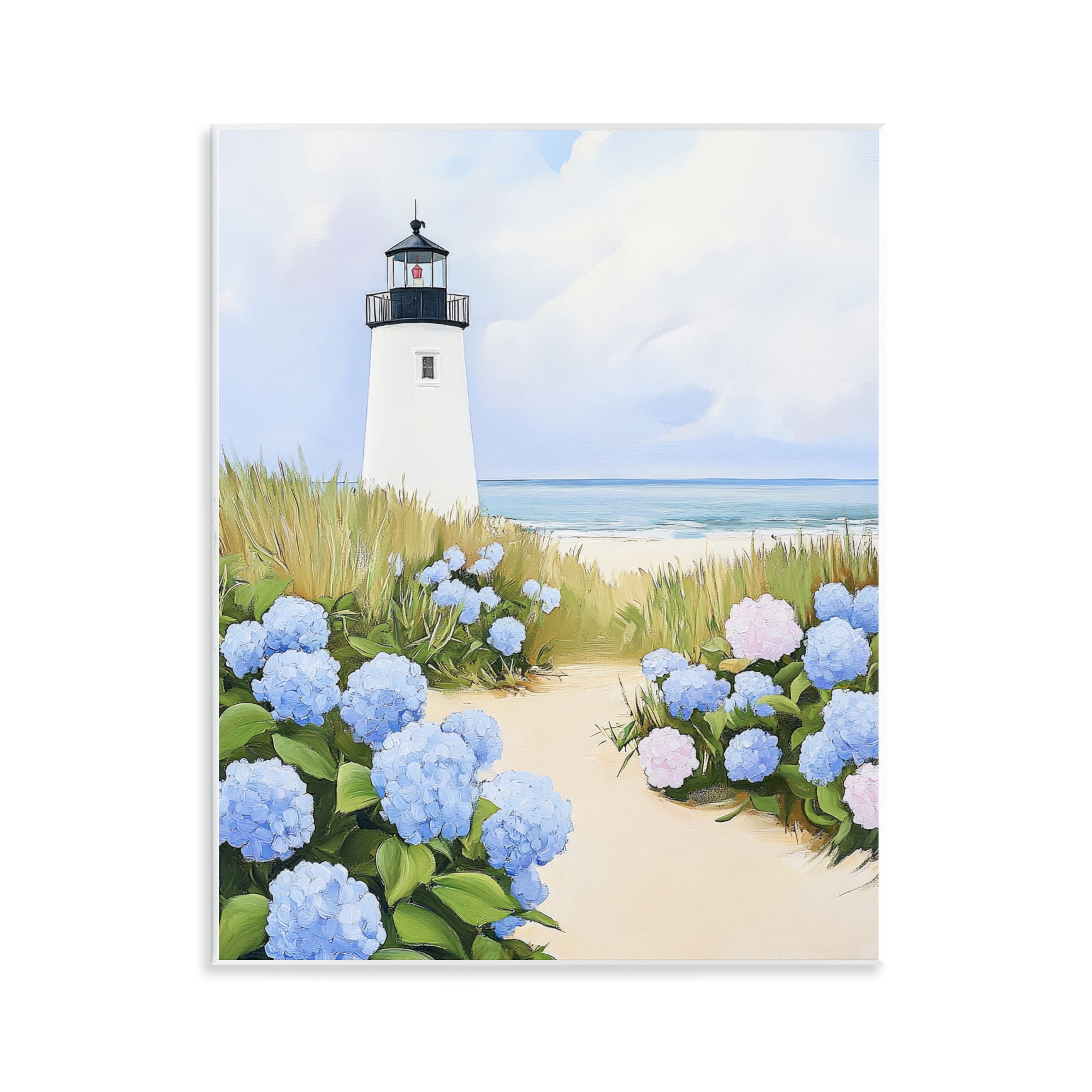 Stupell Industries Hydrangea Path Leading to Lighthouse Wall Plaque Art, design by Sisi and Seb