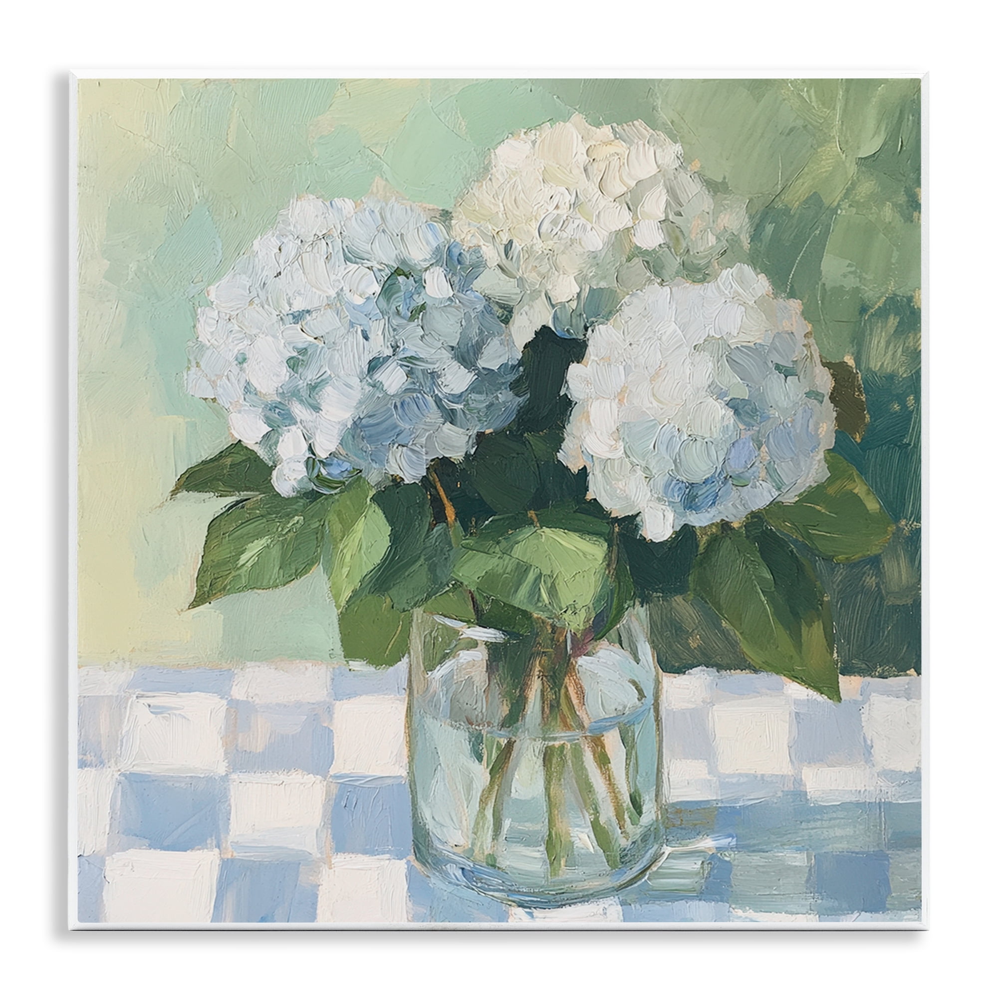 Stupell Industries Hydrangea Picnic on Checkered Wall Plaque Art, design by Petal Prints Design
