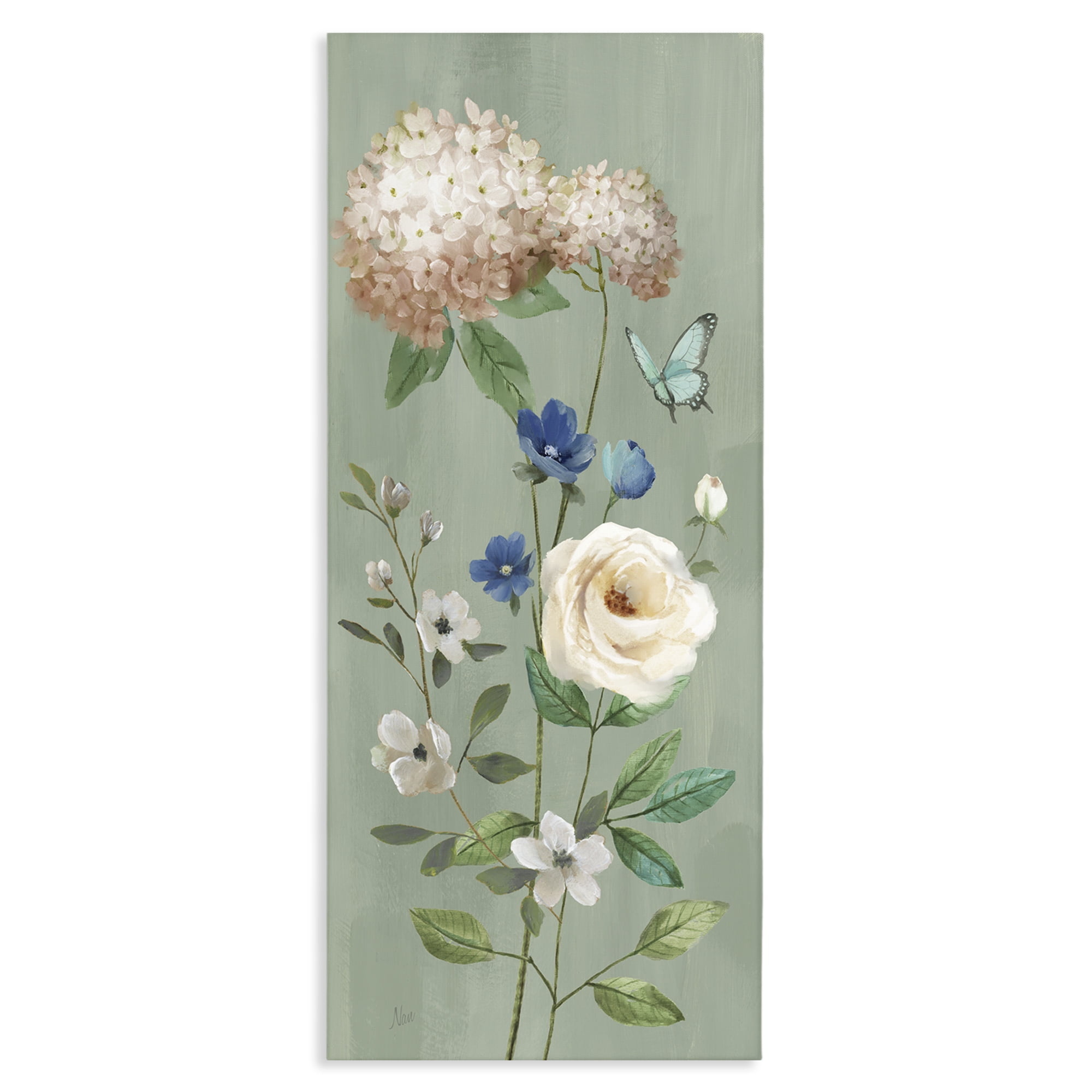 Stupell Industries Hydrangea & Rose with Butterfly Canvas Wall Art, design by Nan