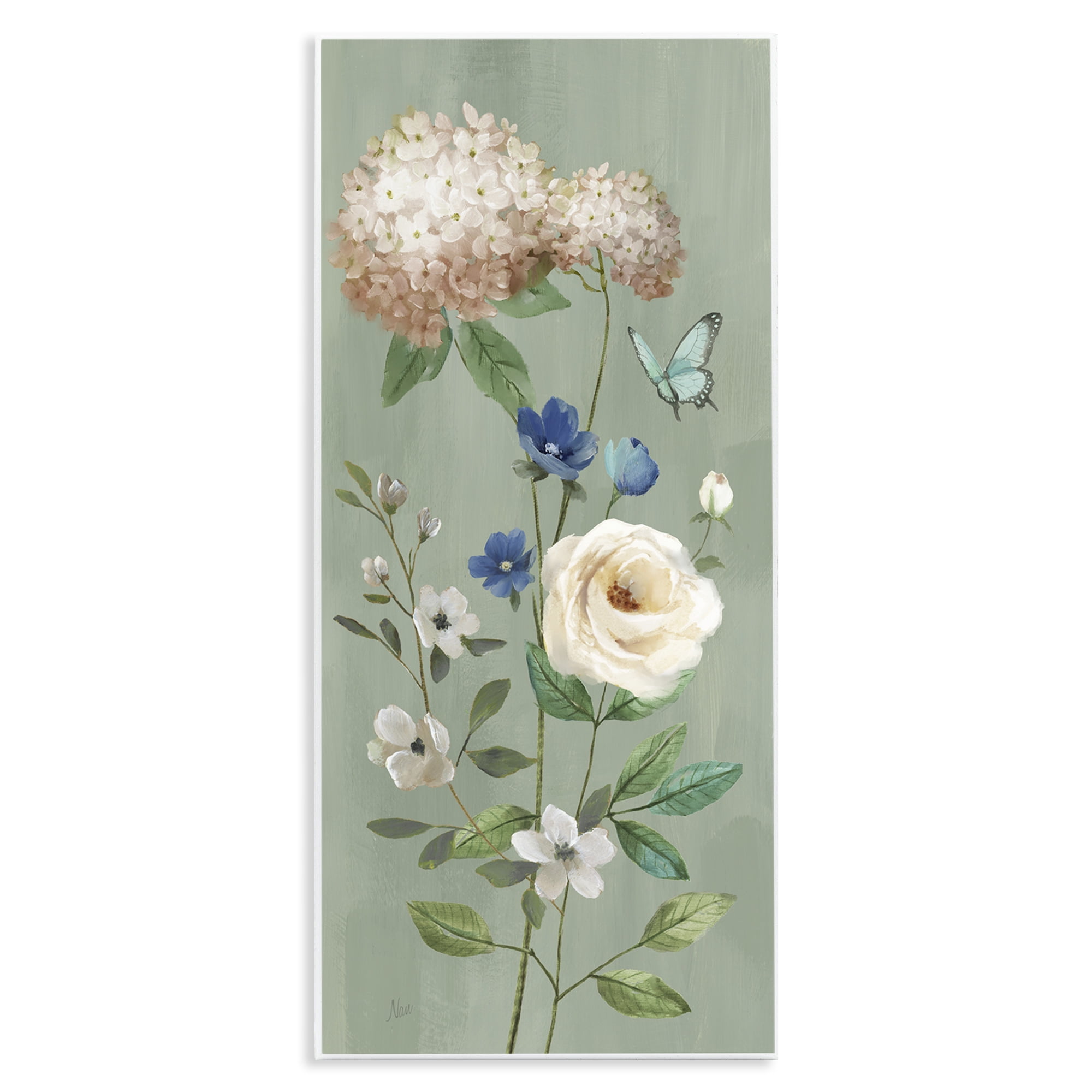 Stupell Industries Hydrangea & Rose with Butterfly Wall Plaque Art, design by Nan