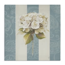 Stupell Industries Hydrangea Sprig on Stripes Plants & Flowers Painting Wrapped Canvas Art Print Wall Art, 17 x 17