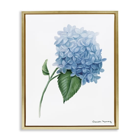 Stupell Industries Hydrangea Stem In Bloom Gold Framed Floater Canvas Wall Art design by Danielle Murray, 21 x 17