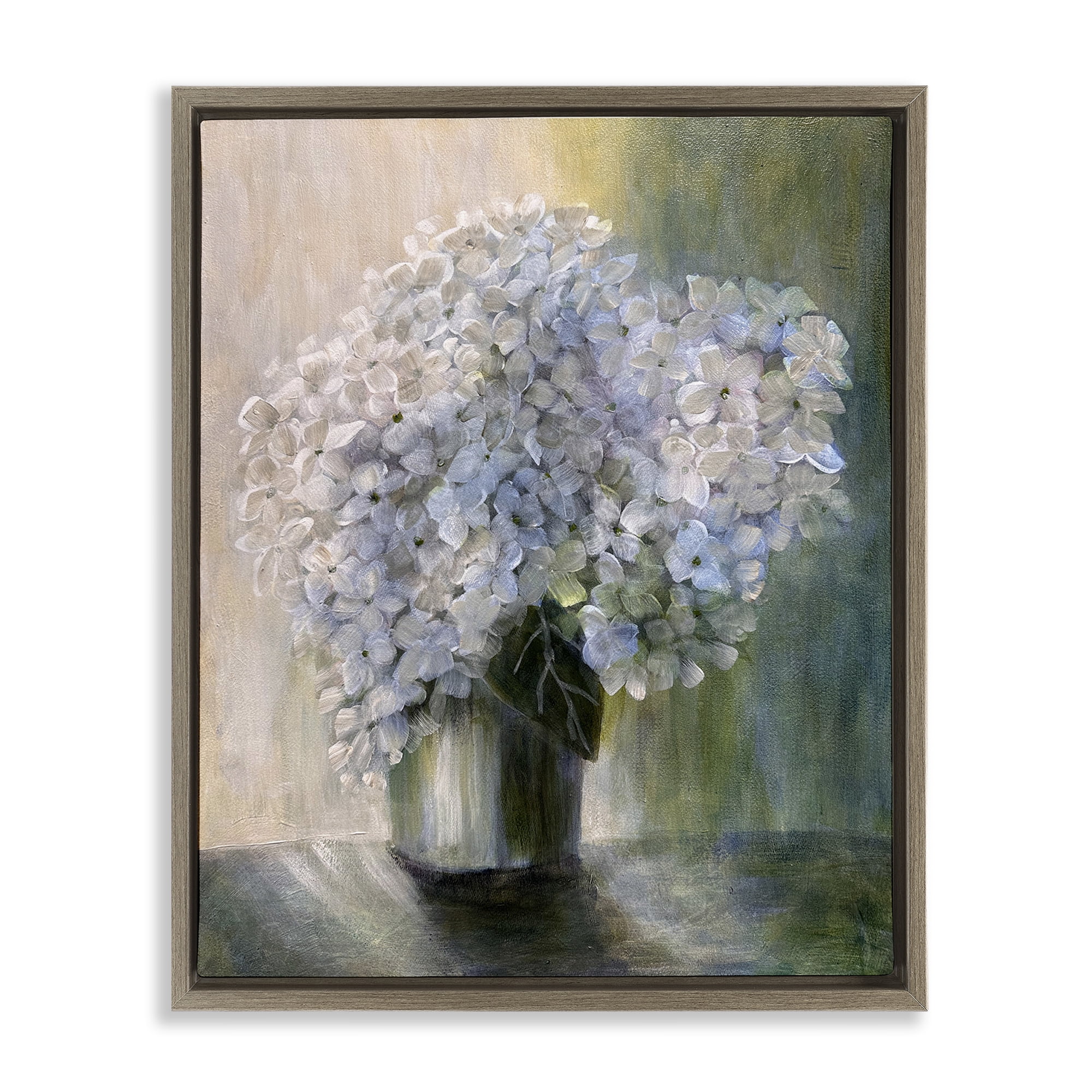 Stupell Industries Hydrangea Still Life Botanical & Floral Painting Brown Floater Framed Art Print Wall Art, 25 x 31