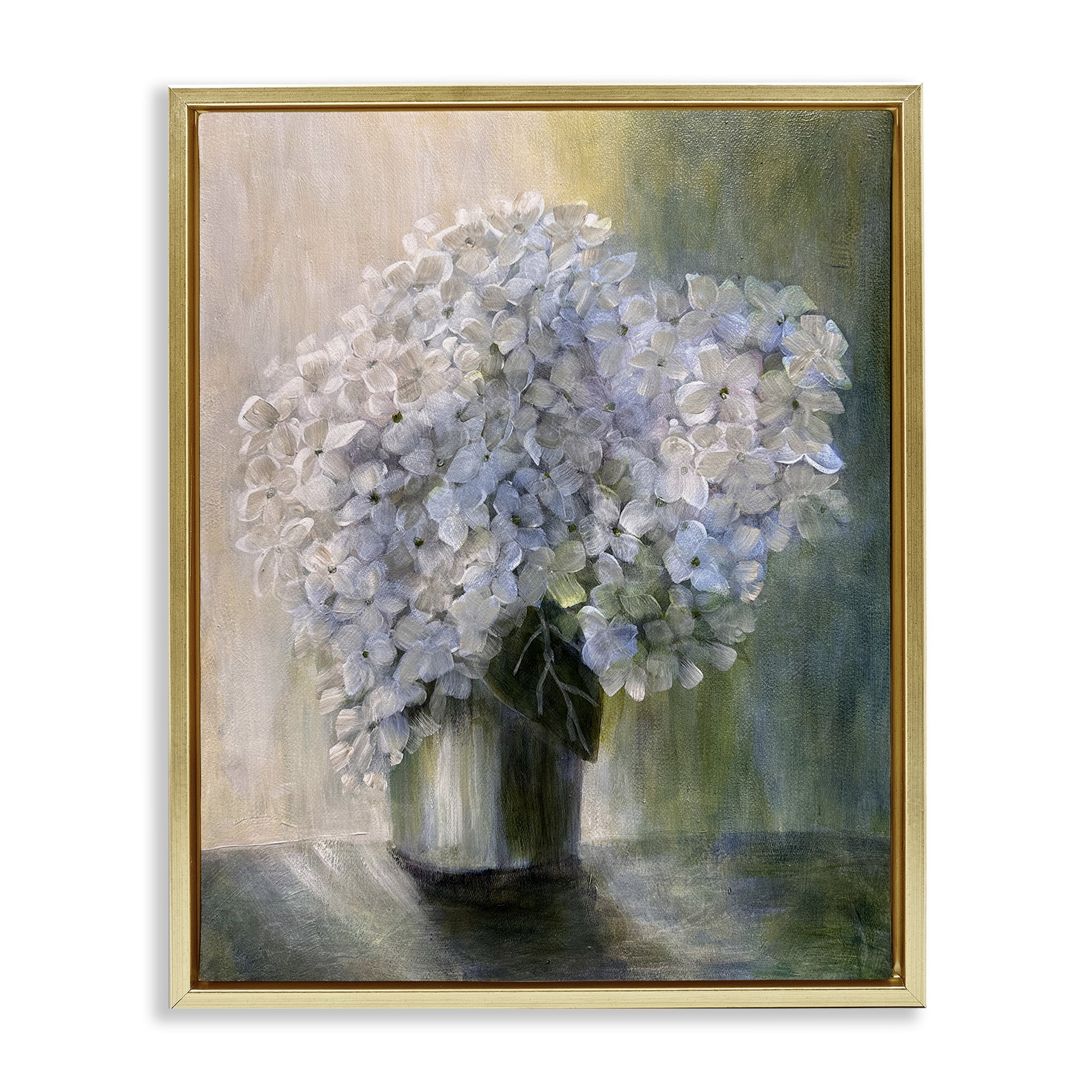 Stupell Industries Hydrangea Still Life Botanical & Floral Painting Gold Floater Framed Art Print Wall Art, 17 x 21