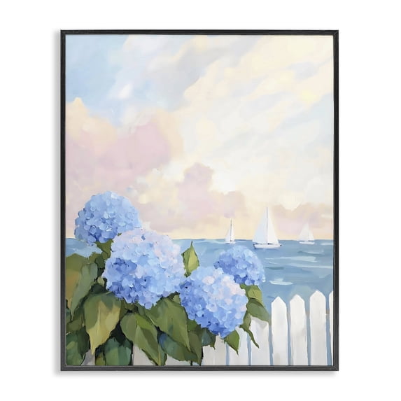 Stupell Industries Traditional Hydrangeas By The Sea Black Framed Giclee Art, 11 x 14, by Creative Studio