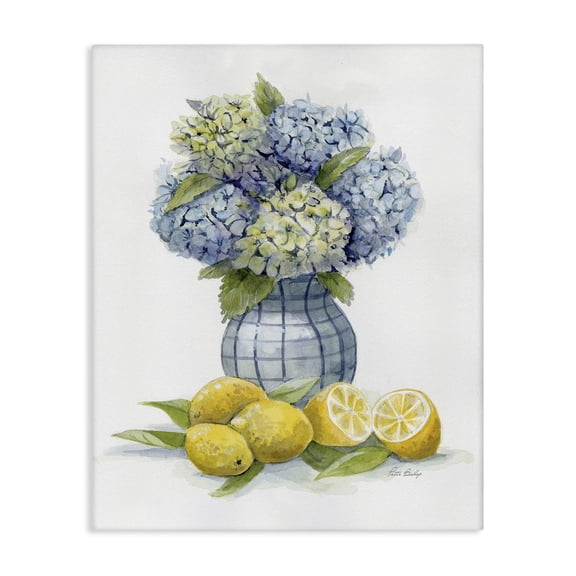 Stupell Industries Hydrangeas & Lemon Cluster Floral Painting Wrapped Canvas Canvas Art Print Wall Art, 24 x 30