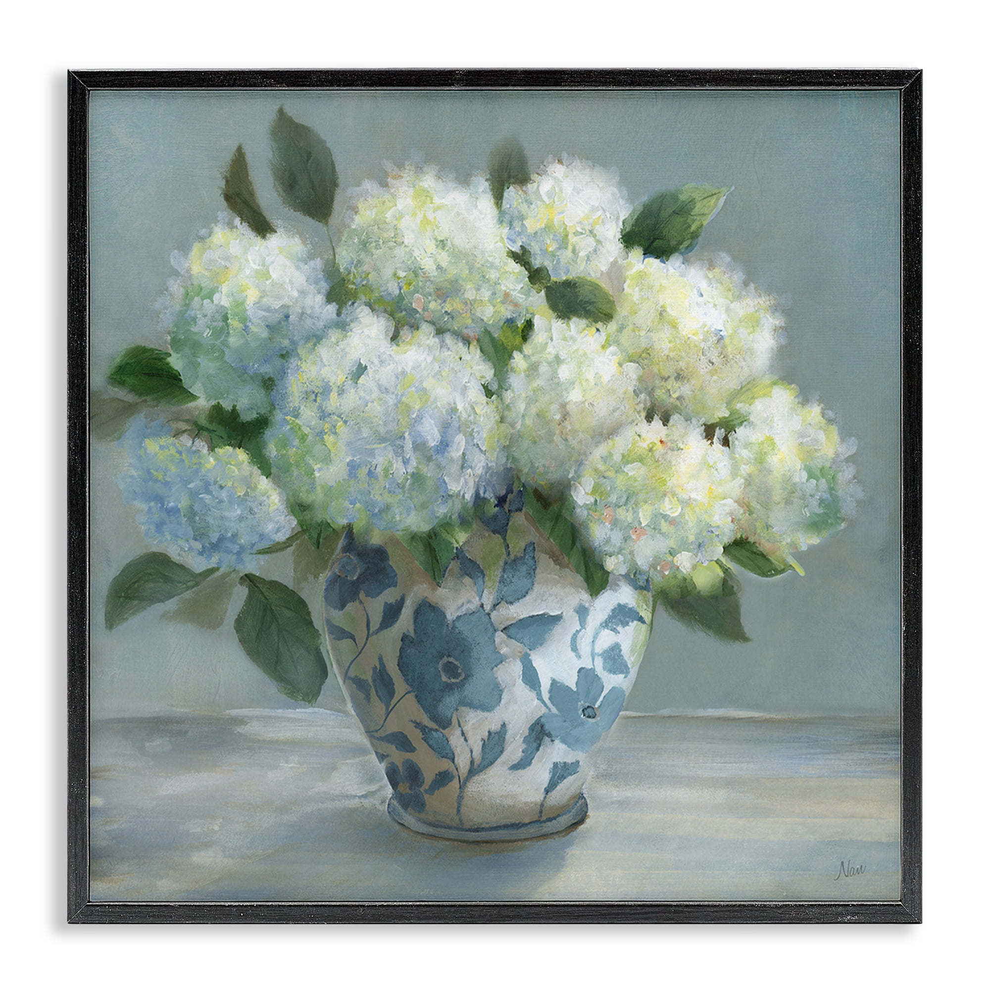 Stupell Industries Hydrangeas in Elegant Vase Black Framed Giclee Art, design by Nan