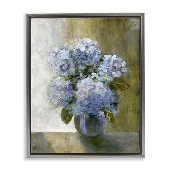 Stupell Industries Hydrangeas in Vase Botanical & Floral Painting Gray Floater Framed Art Print Wall Art, 25 x 31