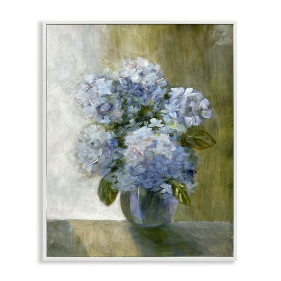 Stupell Industries Hydrangeas in Vase Botanical & Floral Painting White Framed Art Print Wall Art, 11 x 14