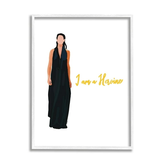 Stupell Industries I Am A Heroine Glam Fashion Woman Encouraging Phrase Graphic Art White Framed Art Print Wall Art, Design by Amelia Noyes