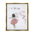 thumbnail image 1 of Stupell Industries I Am Brave Uplifting Child Running Playing Painting Graphic Art Metallic Gold Floating Framed Canvas Print Wall Art, Design by Sally Swatland, 1 of 5