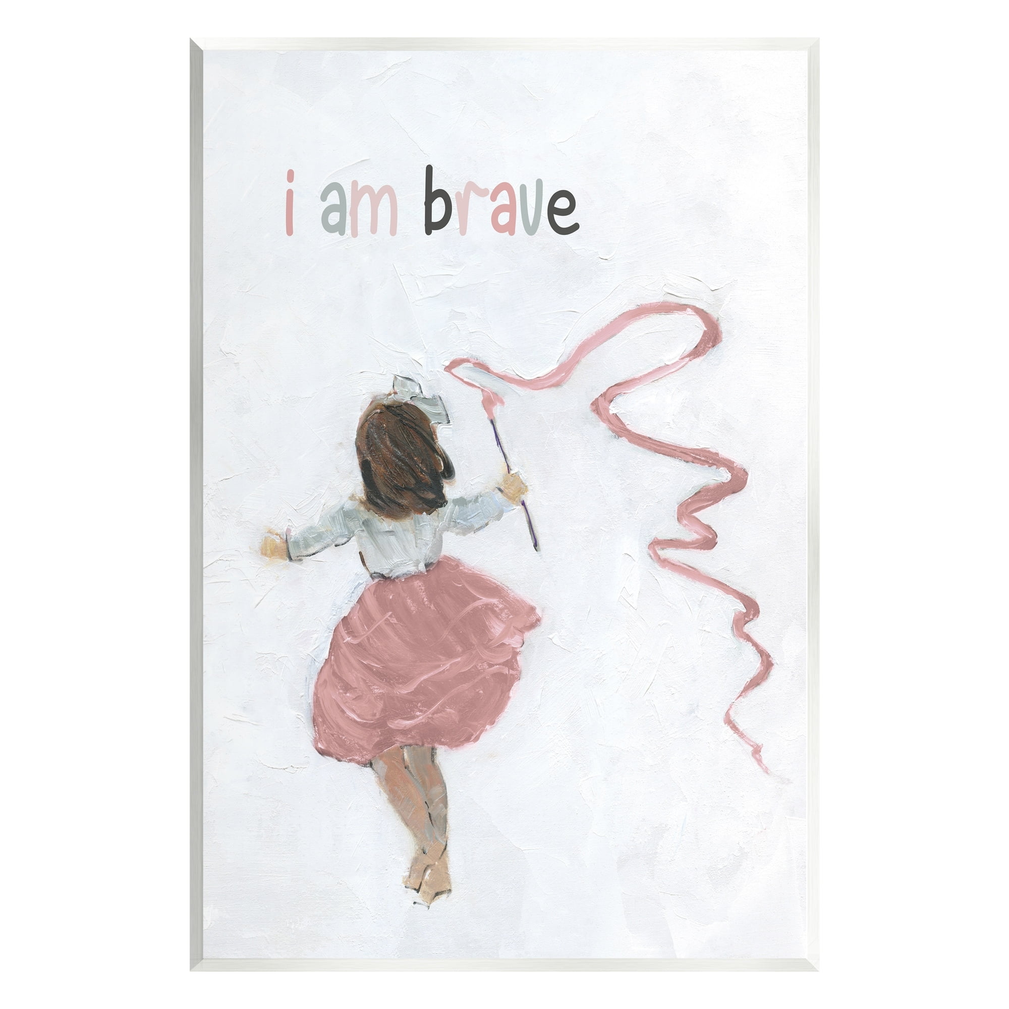 Stupell Industries I Am Brave Uplifting Child Running Playing Painting Graphic Art Unframed Art Print Wall Art, Design by Sally Swatland
