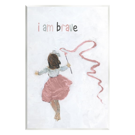 Stupell Industries I Am Brave Uplifting Child Running Playing Painting Graphic Art Unframed Art Print Wall Art, Design by Sally Swatland