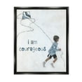thumbnail image 1 of Stupell Industries I Am Courageous Child Flying Kite Uplifting Phrase Graphic Art Jet Black Floating Framed Canvas Print Wall Art, Design by Sally Swatland, 1 of 5