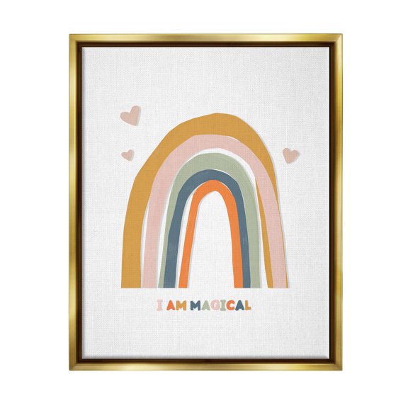 Stupell Industries I Am Magical Earth Tones Landscape Painting Gold Floater Framed Canvas Art Print Wall Art, 17 x 21