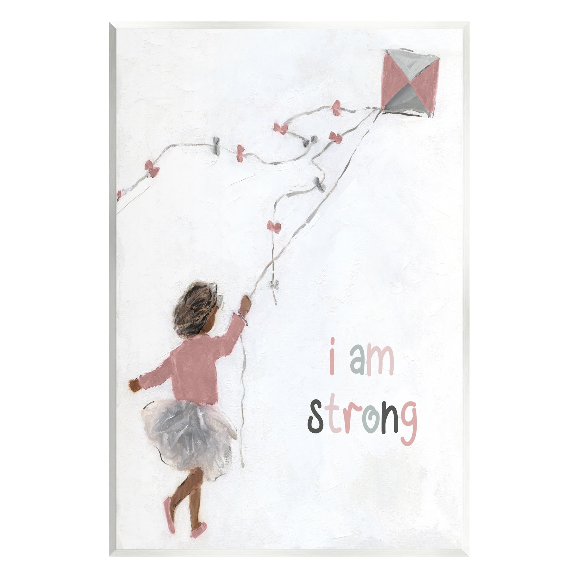 Stupell Industries I Am Strong Motivating Kids Kite Flying Painting Graphic Art Unframed Art Print Wall Art, Design by Sally Swatland