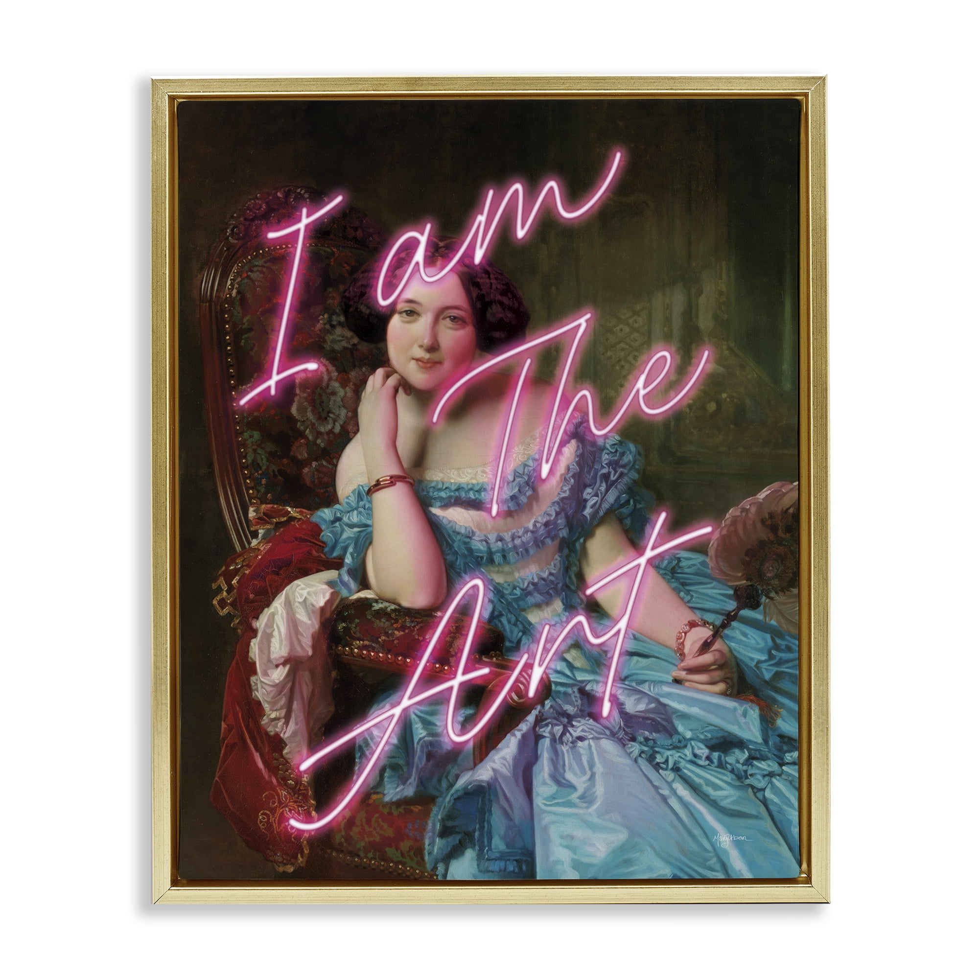 Stupell Industries I Am The Art Portrait Gold Framed Floater Canvas Wall Art, design by Mary Urban