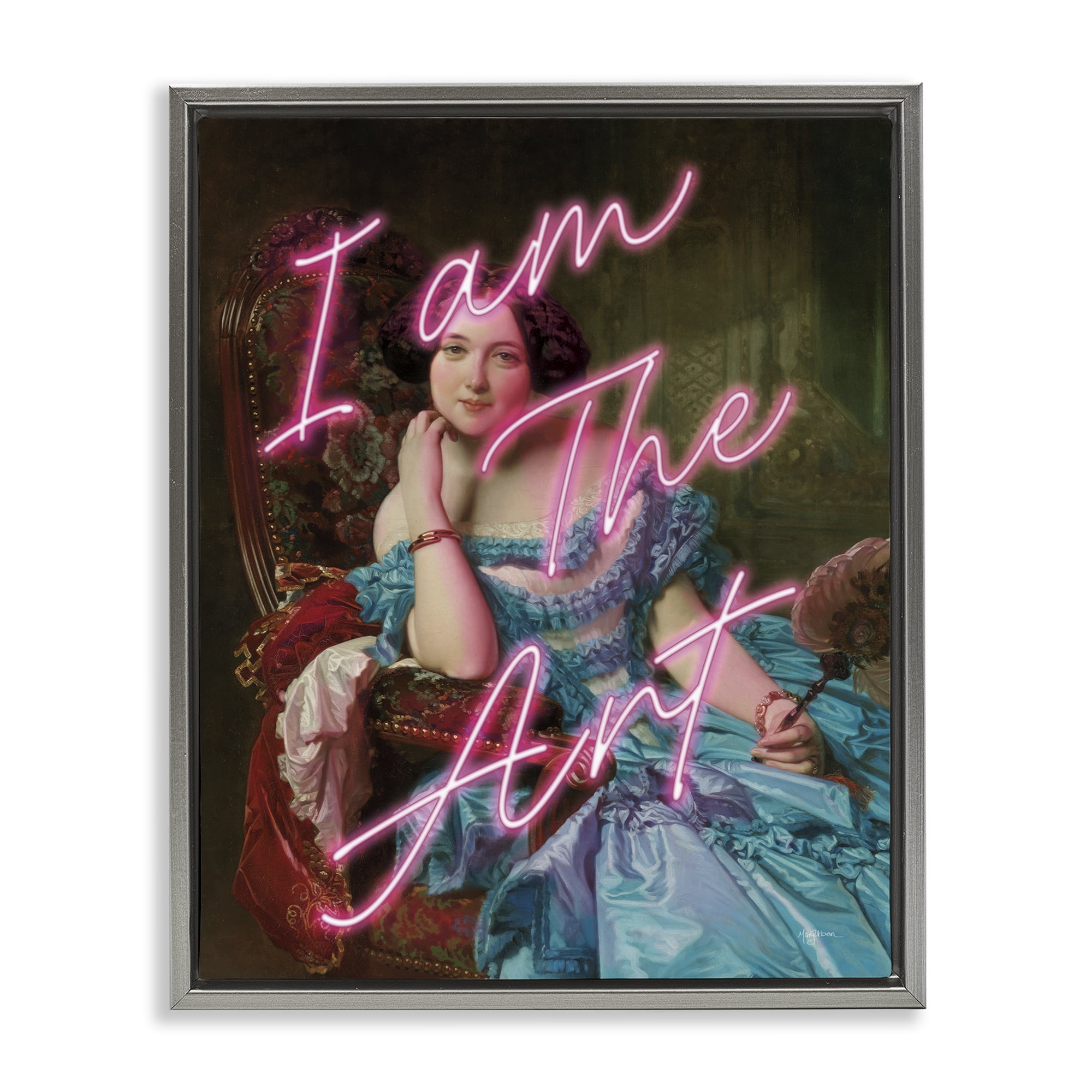 Stupell Industries I Am The Art Portrait Gray Framed Floater Canvas Wall Art, design by Mary Urban