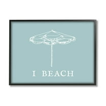 Stupell Industries I Beach Phrase with Umbrella Inspirational Painting Black Framed Art Print Wall Art, 14 x 11
