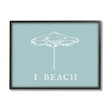 Stupell Industries I Beach Phrase with Umbrella Inspirational Painting Black Framed Art Print Wall Art, 14 x 11
