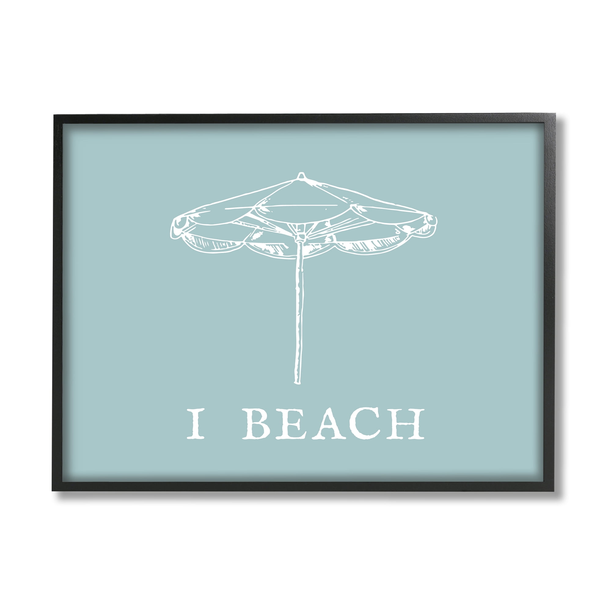 Stupell Industries I Beach Phrase with Umbrella Inspirational Painting Black Framed Art Print Wall Art, 30 x 24