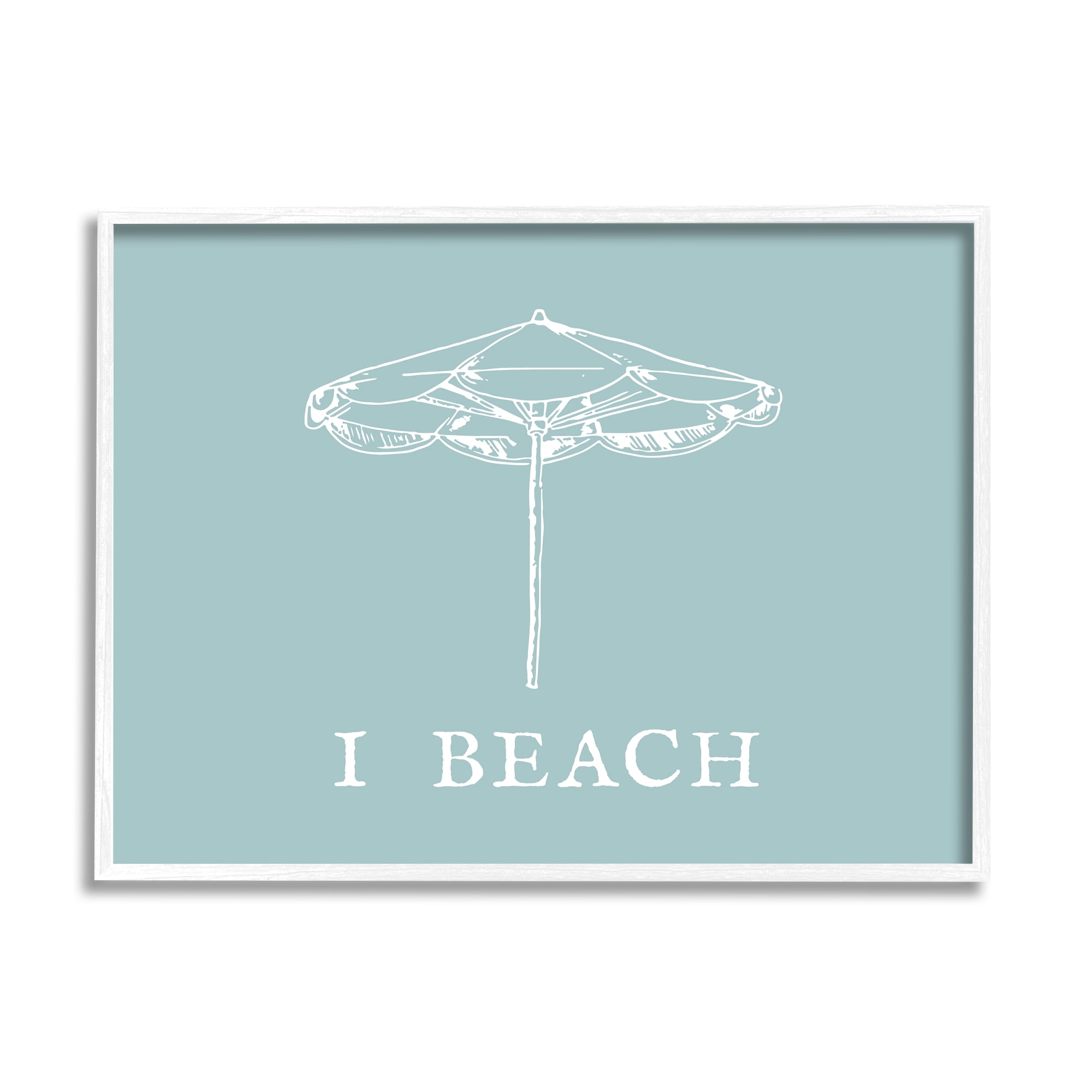 Stupell Industries I Beach Phrase with Umbrella Inspirational Painting White Framed Art Print Wall Art, 30 x 24