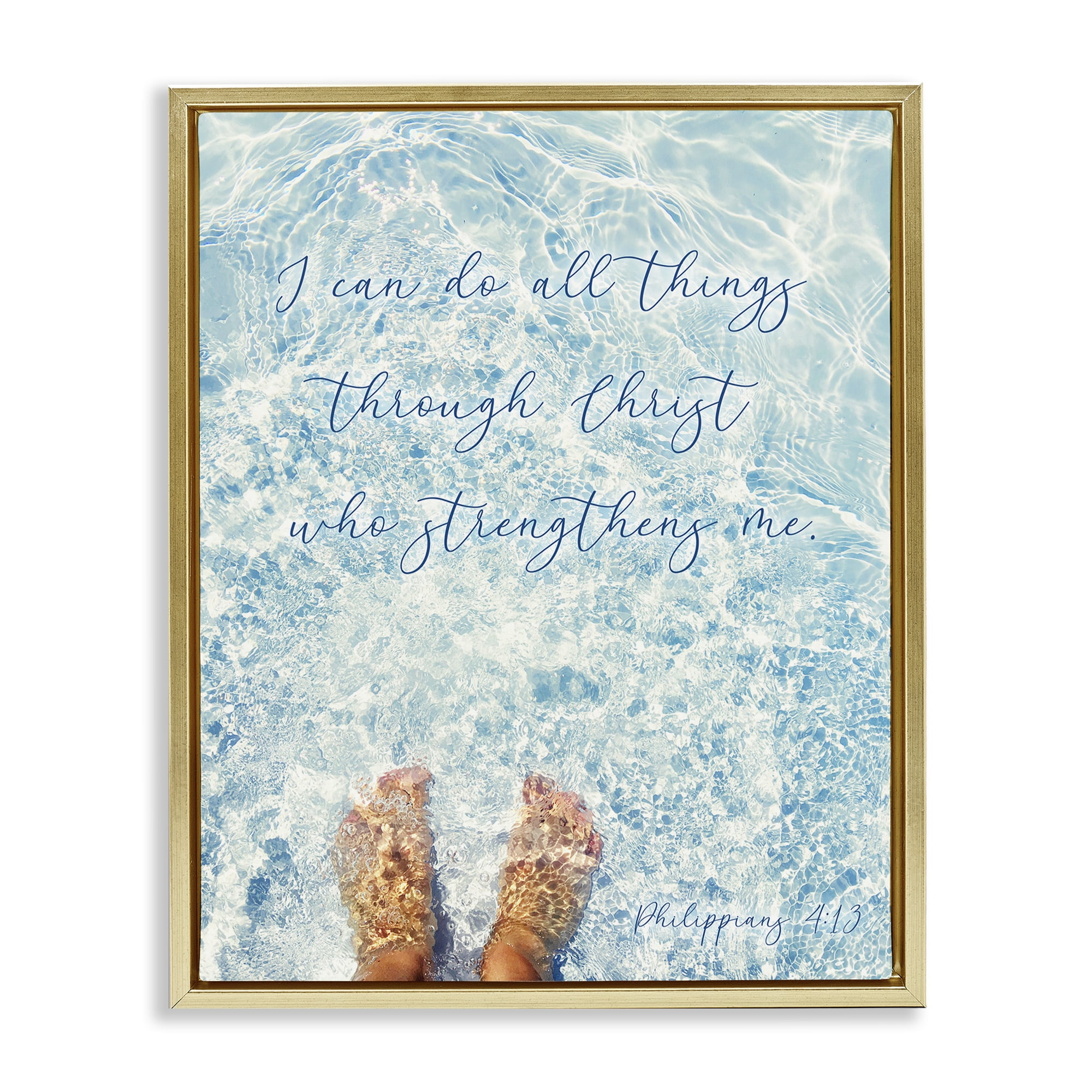 Stupell Industries I Can Do All Things Gold Framed Floater Canvas Wall Art, design by Sarah Jane