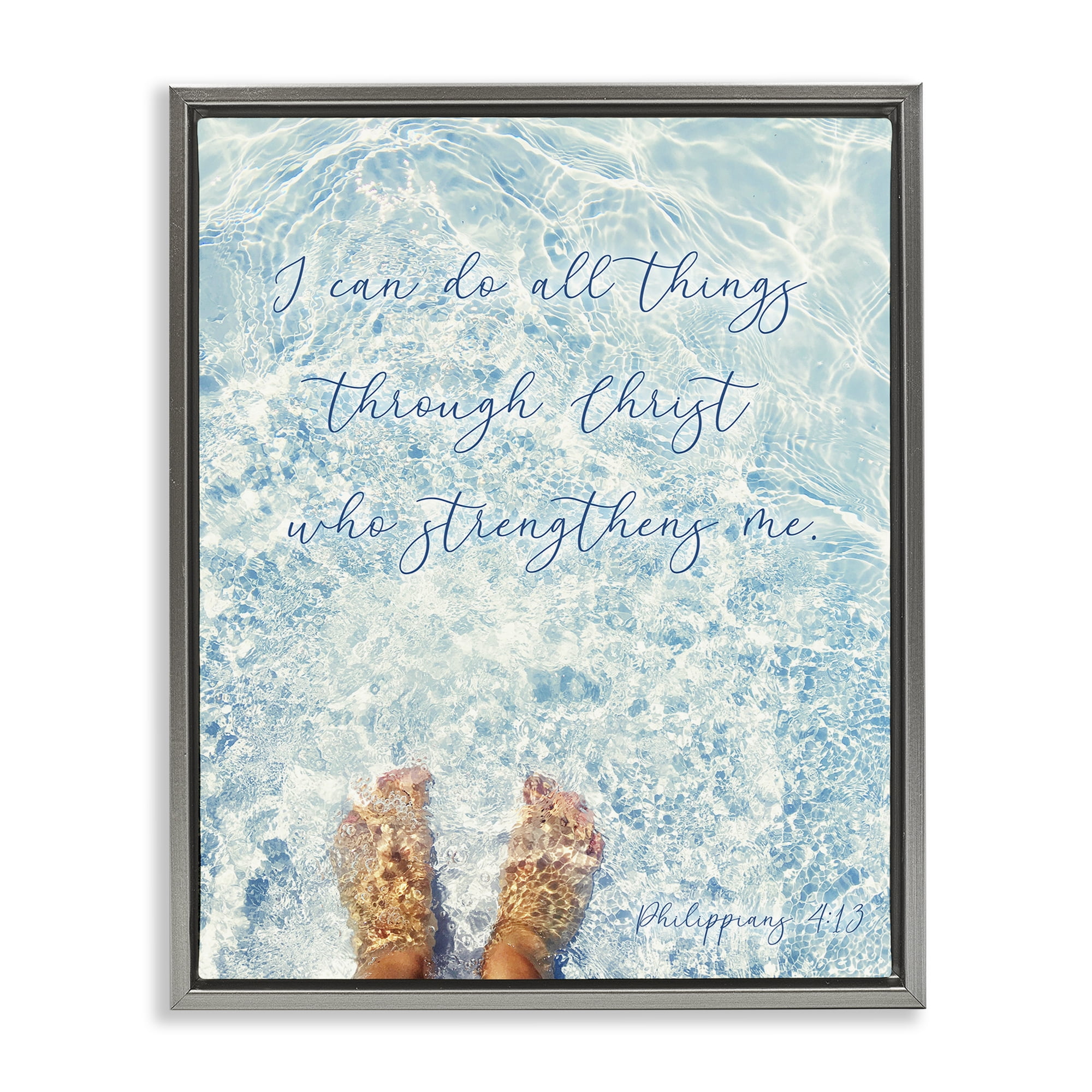 Stupell Industries I Can Do All Things Gray Framed Floater Canvas Wall Art, design by Sarah Jane