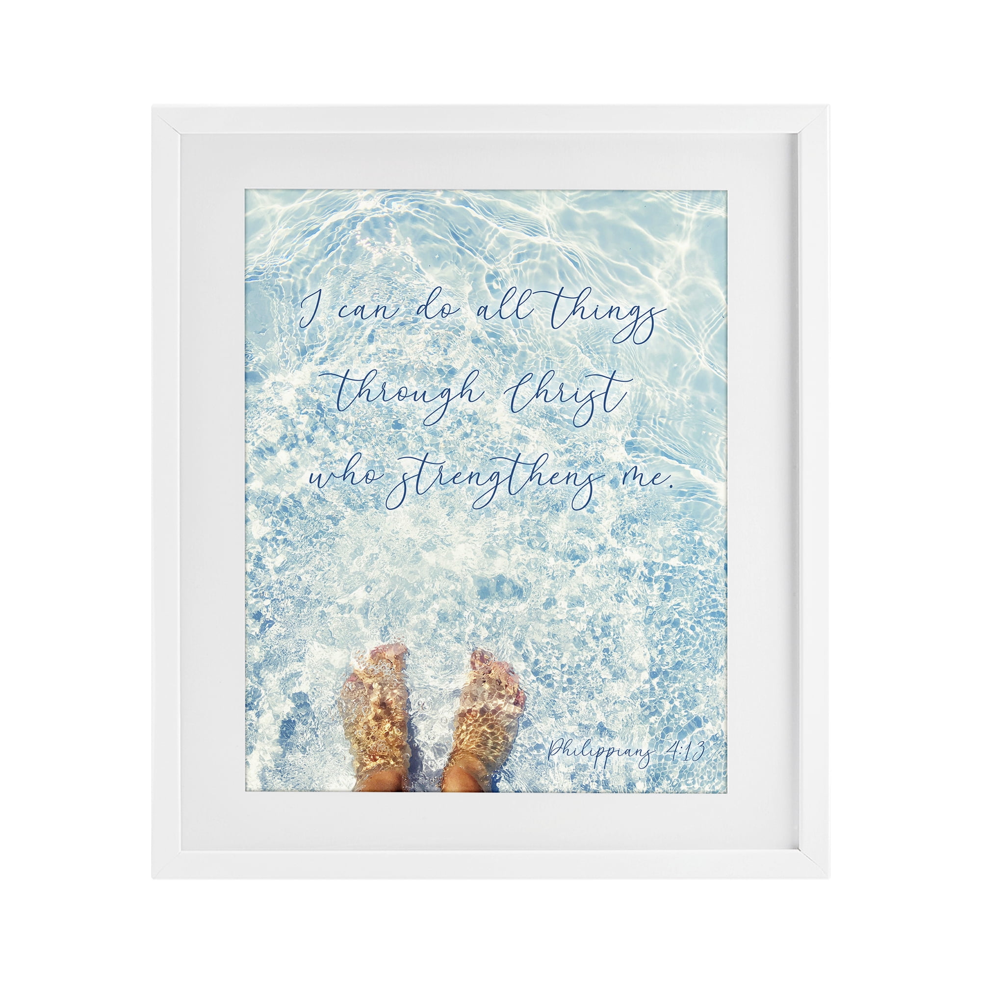 Stupell Industries I Can Do All Things White Framed Print Under Glass, design by Sarah Jane