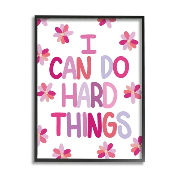 Stupell Industries I Can Do Hard Things Humorous Floral Pattern Framed Wall Art, 11 x 14, Design by Emily Cromwell