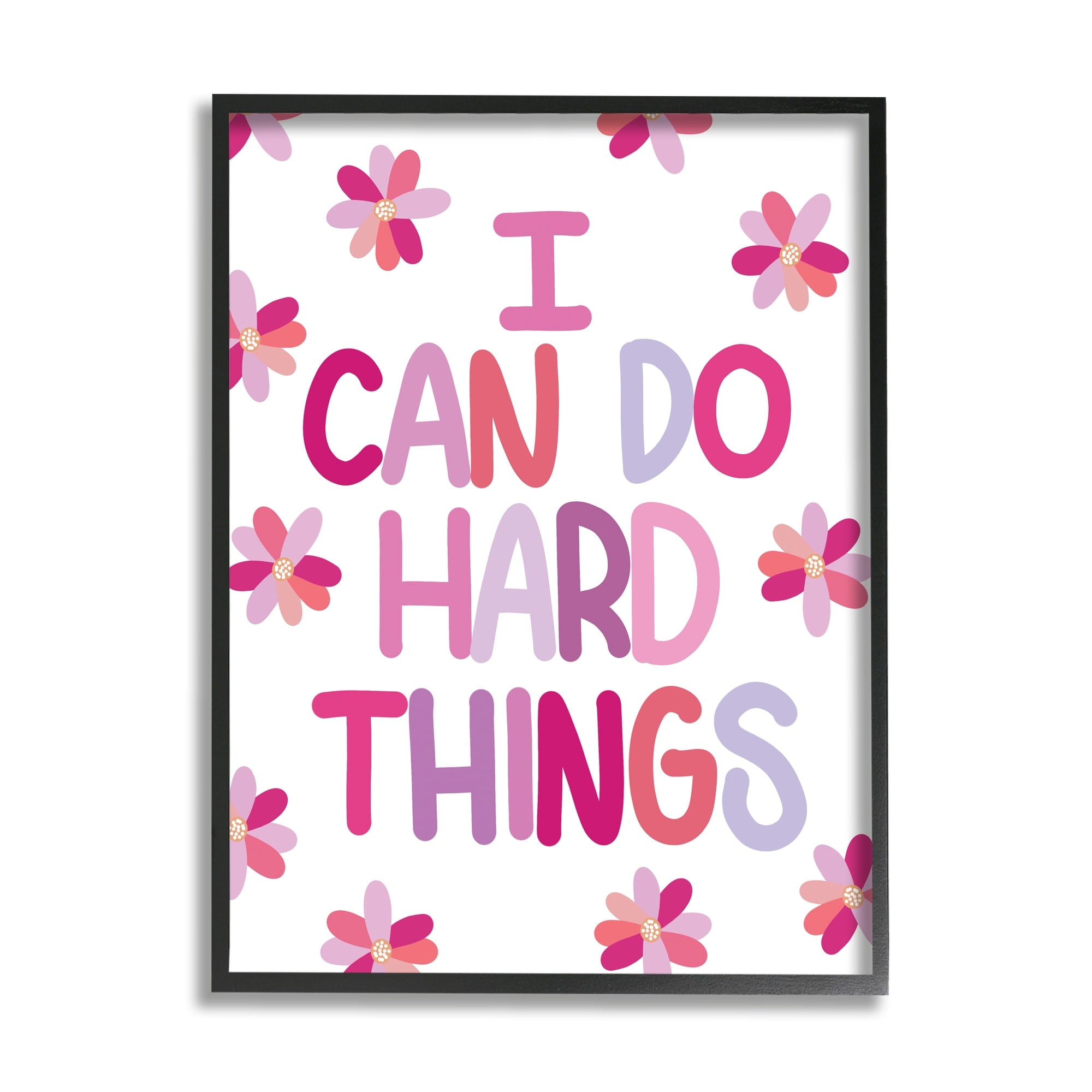 Stupell Industries I Can Do Hard Things Humorous Floral Pattern Framed Wall Art, 24 x 30, Design by Emily Cromwell