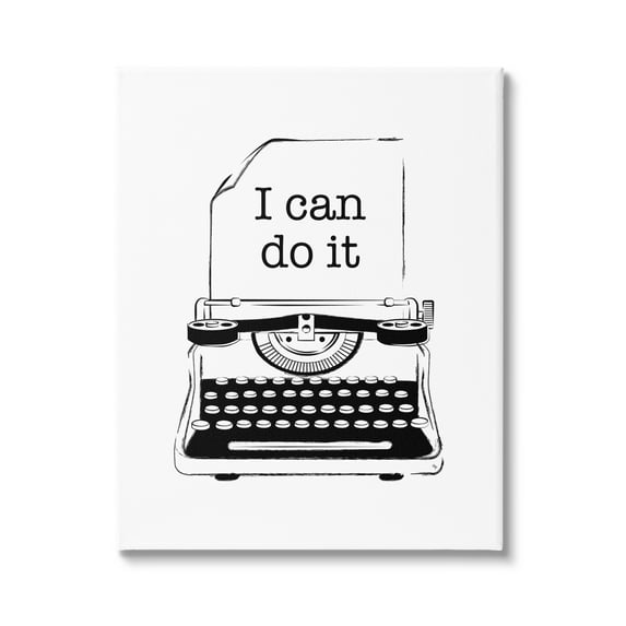 Stupell Industries I Can Do It Typewriter Typography Painting Gallery Wrapped Canvas Art Print Wall Art, 30 x 40
