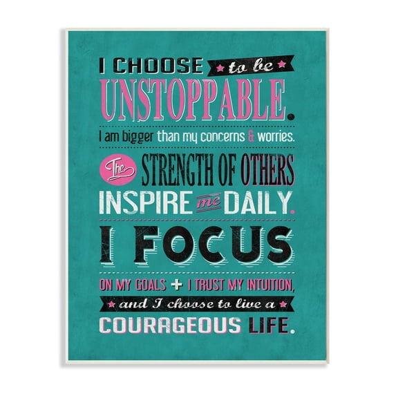 Stupell Industries I Choose Unstoppable Vintage Inspirational Word Design Wall Plaque by Ester Kay