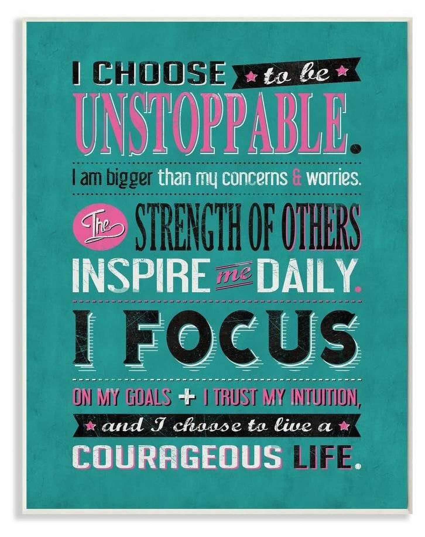Stupell Industries I Choose Unstoppable Vintage Inspirational Word Design Wall Plaque by Ester Kay