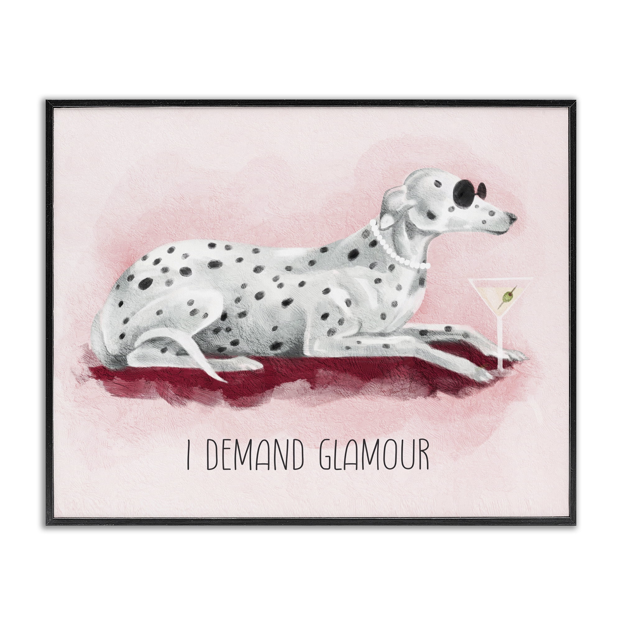 Stupell Industries I Demand Glamour Dog Animals Painting Black Framed Art Print Wall Art, 20 x 16