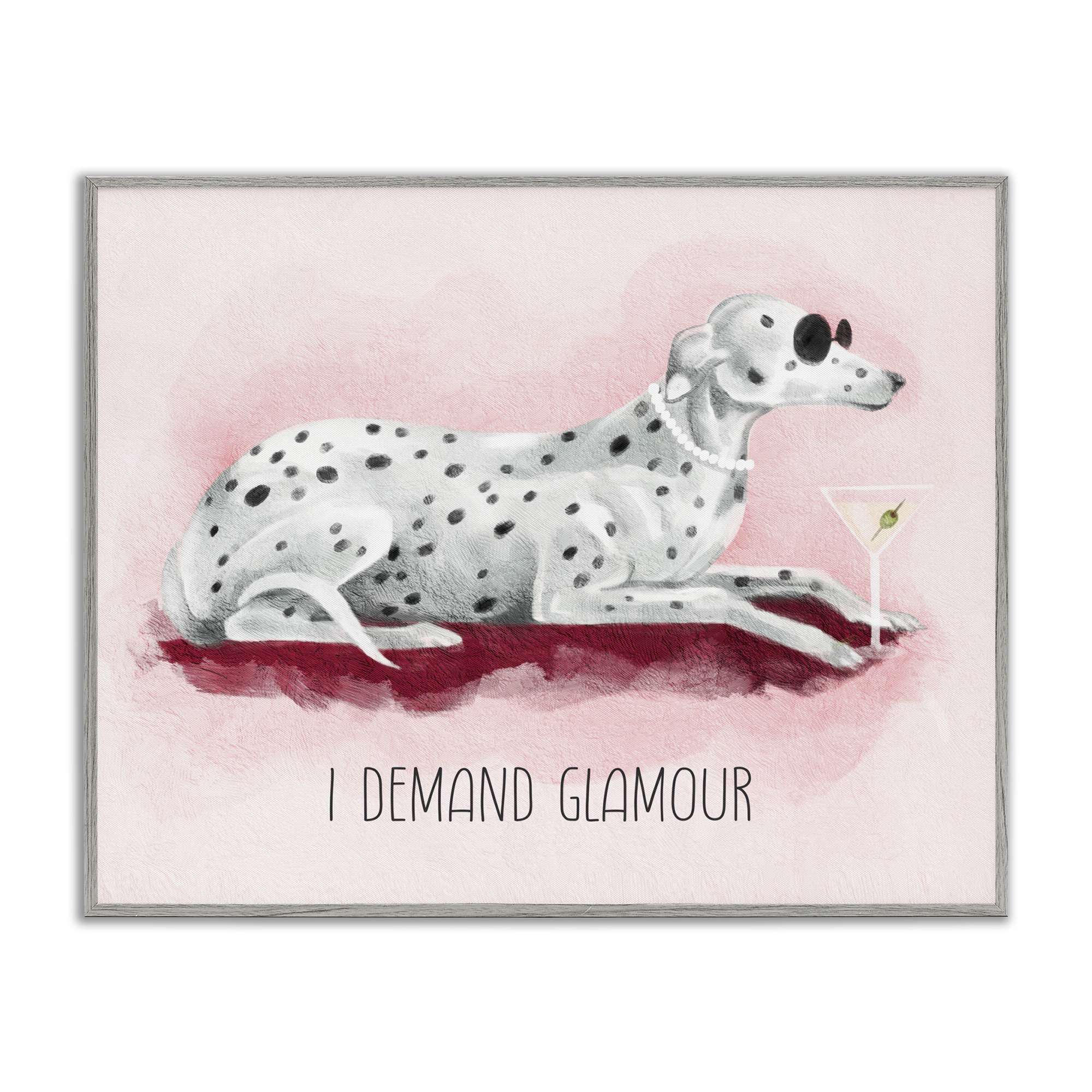 Stupell Industries I Demand Glamour Dog Animals Painting Gray Framed Art Print Wall Art, 20 x 16