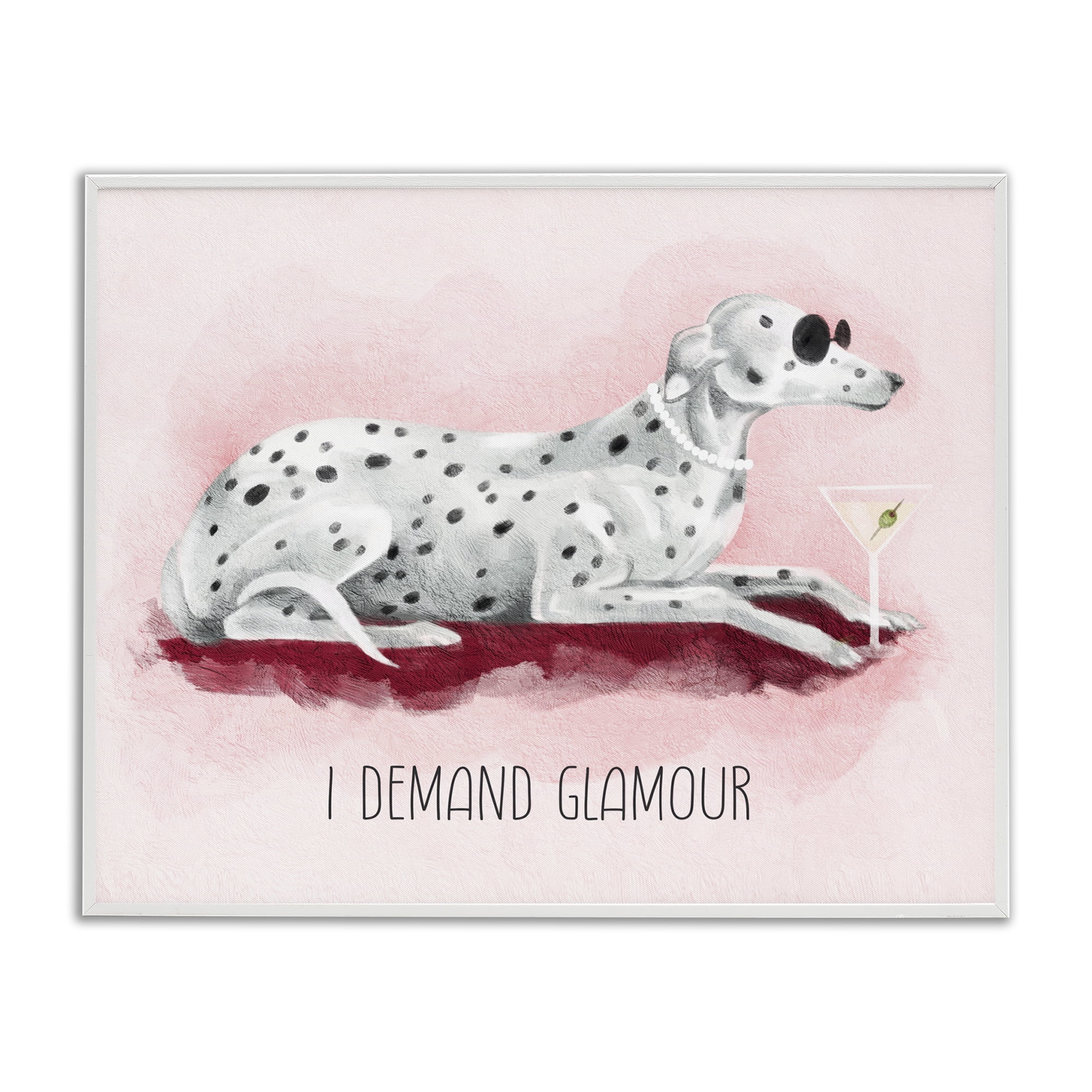 Stupell Industries I Demand Glamour Dog Animals Painting White Framed Art Print Wall Art, 20 x 16