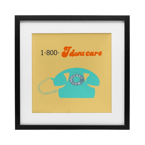 Stupell Industries I Don't Care Retro Phone Black Framed Print Under Glass design by Ashley Singleton, 13 x 13