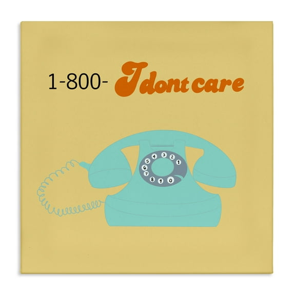 Stupell Industries I Don't Care Retro Phone Canvas Wall Art design by Ashley Singleton, 24 x 24
