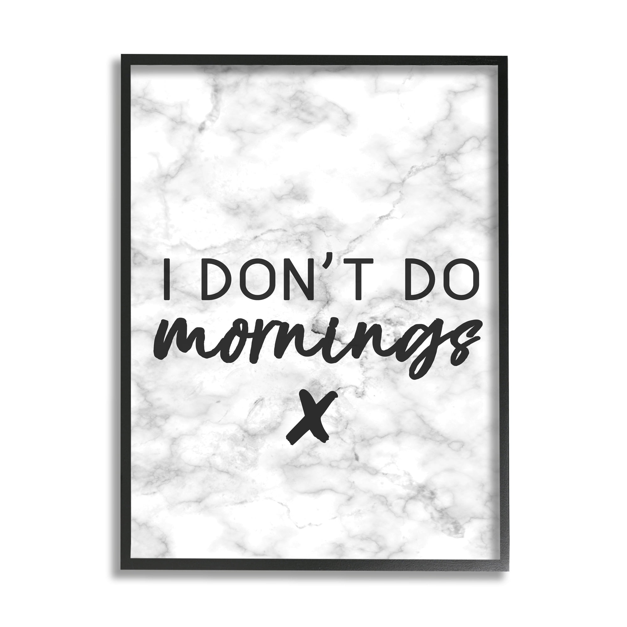 Stupell Industries I Don't Do Mornings Graphic Art Black Framed Art Print Wall Art, 24x30, by Daphne Polselli
