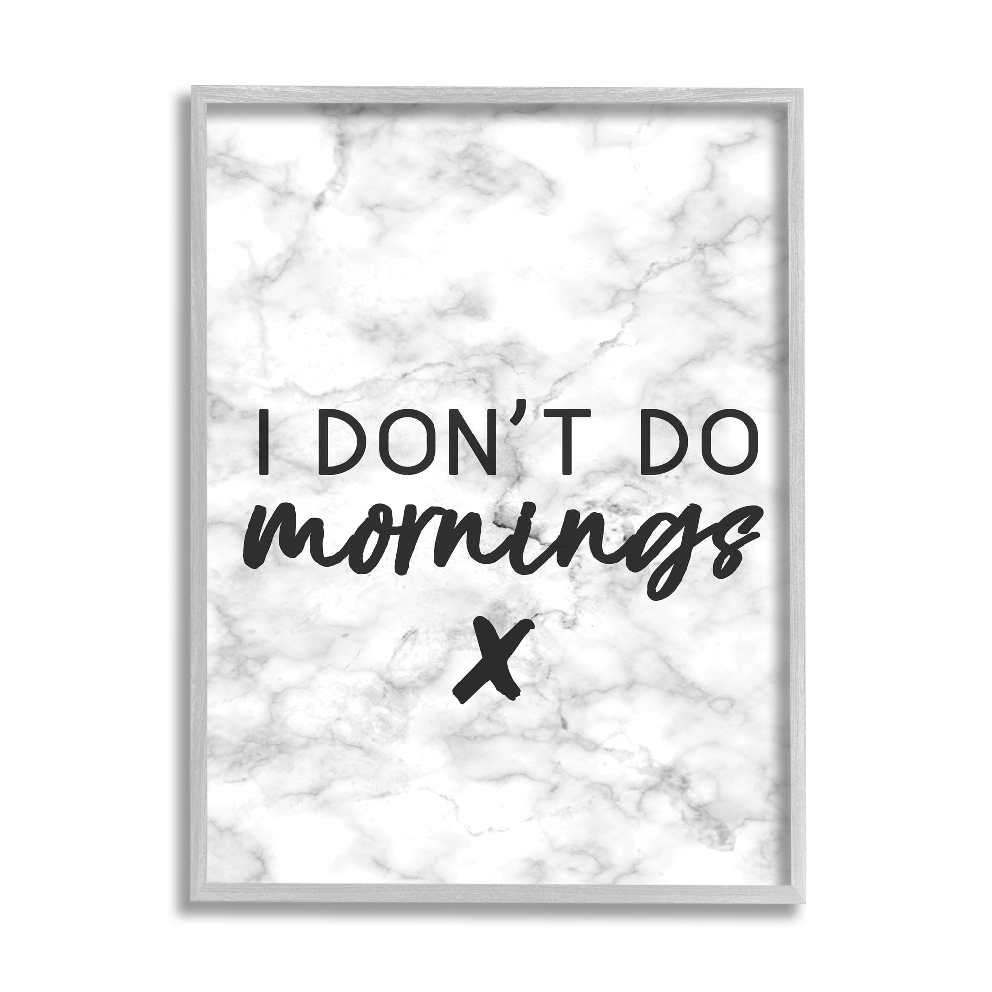 Stupell Industries I Don't Do Mornings Graphic Art Gray Framed Art Print Wall Art, 11x14, by Daphne Polselli